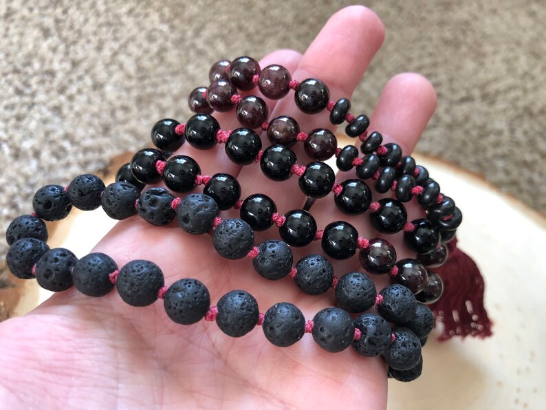 Quartz /& Cat Eye The Perfectly Passionate Mala PASSION \u2022 GROUNDING \u2022 BALANCE Red Garnet Black Lava 8mm Beads Jasper