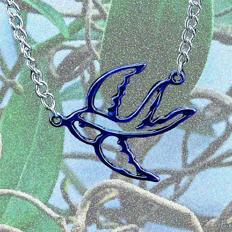 Blue Bird Free Spirit Necklace detail