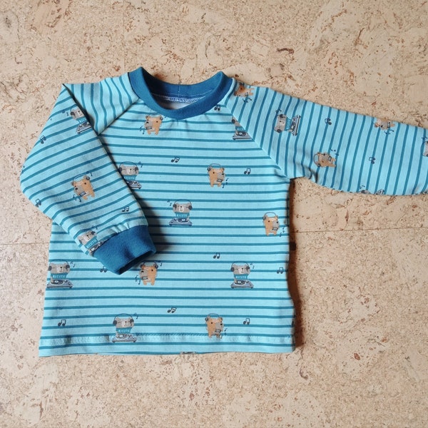 Babylangarmshirt, mintfarbenes Langarmshirt, Babyshirt, Babypullover Größe 62 & 68