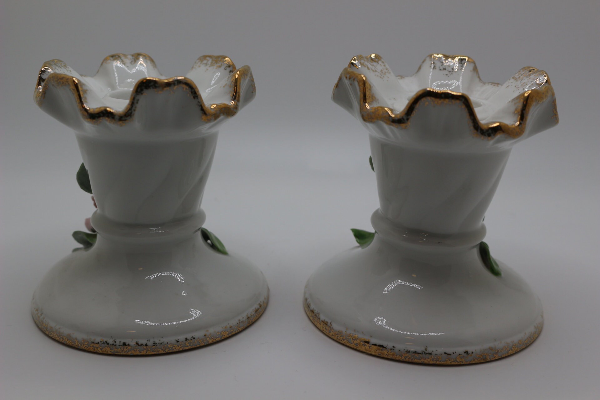 Vintage Porcelain Candlestick Holders With Delicate Etsy