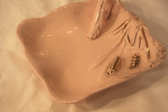 Vintage Lefton Trinket Tray Pink with Gold in Whe… - image 6