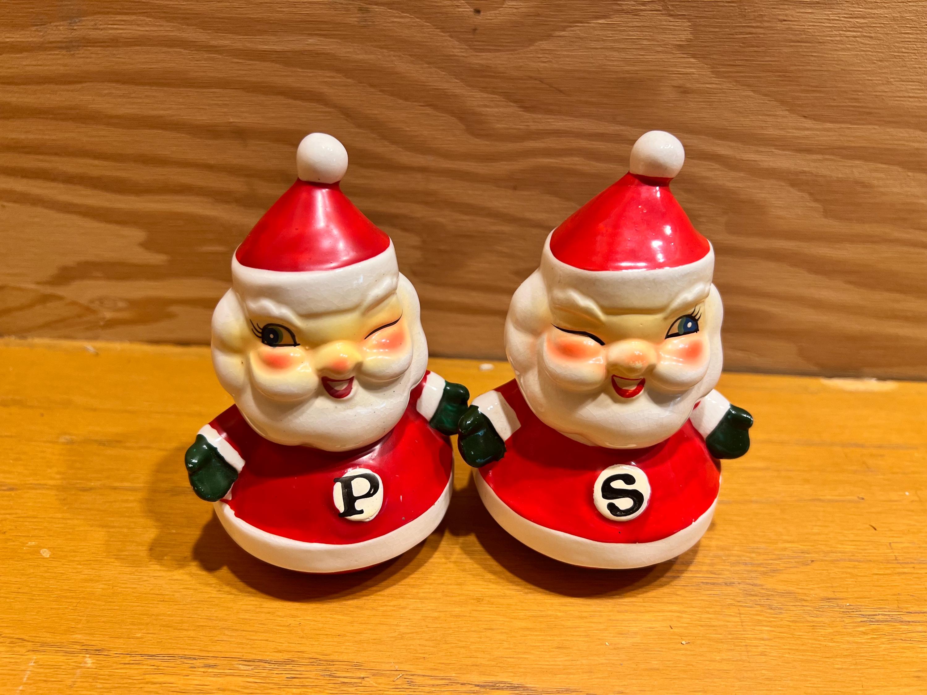 バブルガムサンタ Vintage Holt Howard Winking Santa Salt and Pepper Shakers (large