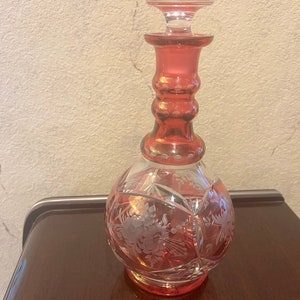 Vintage Cranberry Crystal Decanter