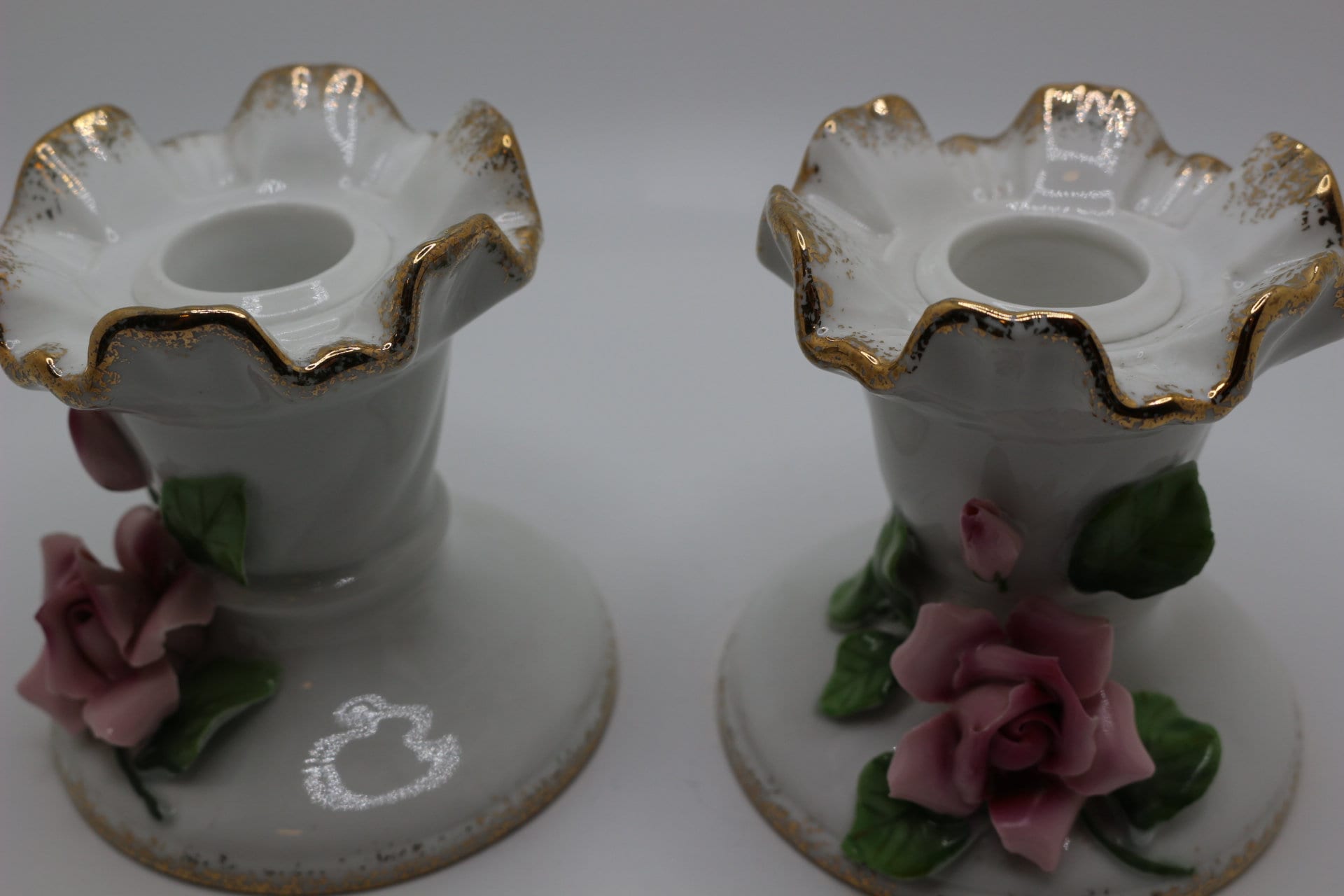 Vintage Porcelain Candlestick Holders With Delicate Etsy