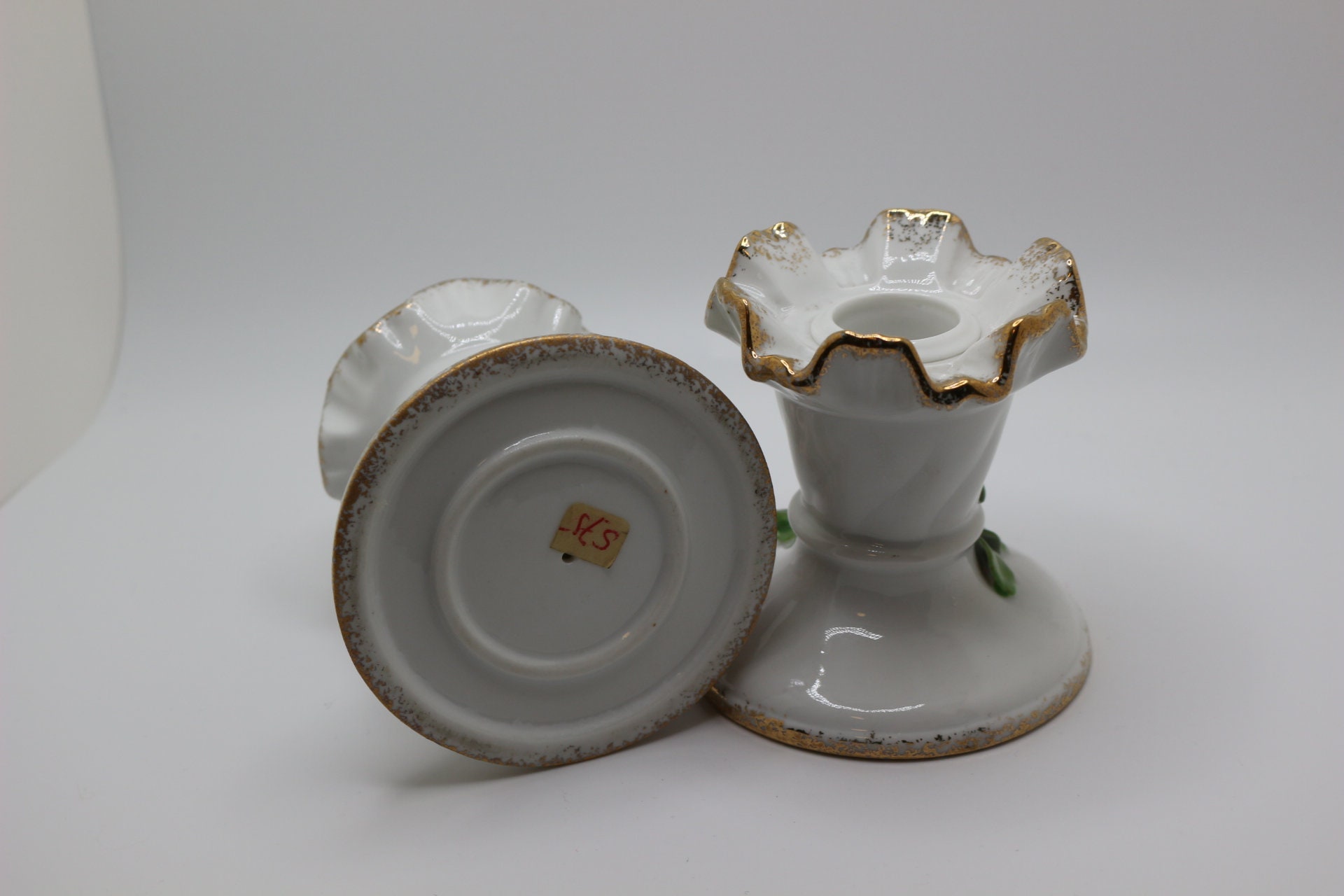 Vintage Porcelain Candlestick Holders With Delicate Etsy