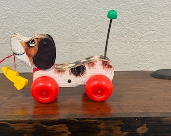Vintage 1965 Fisher Price “little Snoopy” Wooden Puppy Dog Pull
