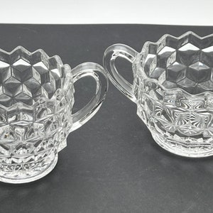 Vintage Fostoria American Cubist Sugar Bowl and Creamer Set