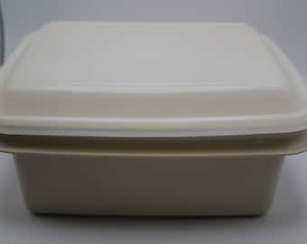 Vintage Tupperware Beige Ice Cream Container with Lid