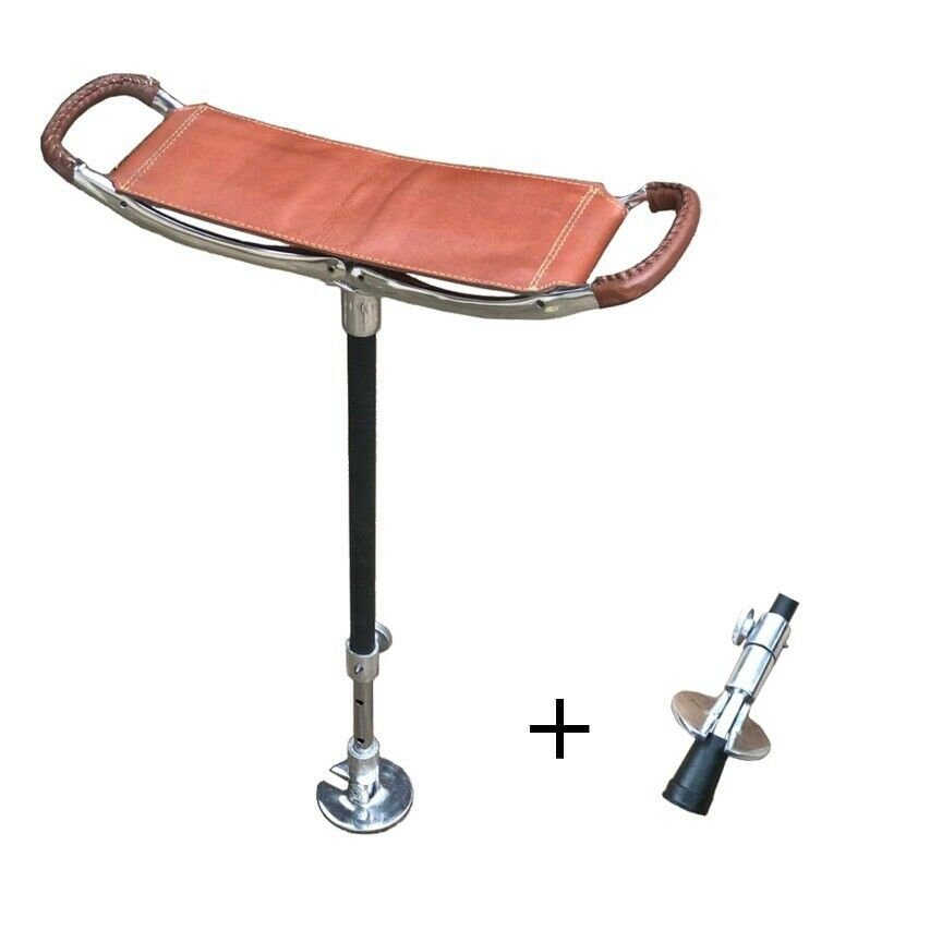 DELUXE BROWN Leather Shooting Stick With Rubber is a Walking Etsy Australia