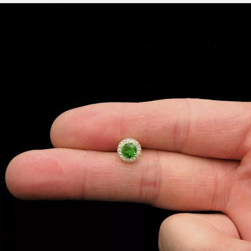 Vintage Gold Natural Peridot Round Shaped Stud Earrings 925 silver Earrings Mom shops Gift For Har Silver 925 Gold Pleted