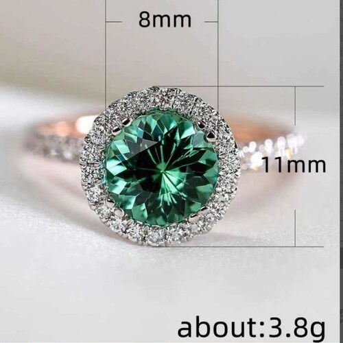 Round cut shops Ring Emerald Engagement Ring/Band, Emerald Ring, Pave Ring, Wedding Ring in 925 STERLING SILVER,