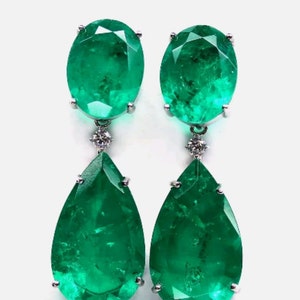 AAA Earring Natural Emerald Doublet 925 Silver Earrings, Teardrop Earrings, Dangle Studs Earrings  Lab  Created mozonite