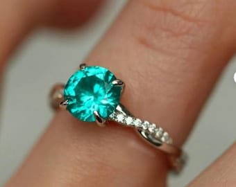 Woman Gifts Paraiba Ring, Paraiba Tourmaline Ring, Pear Cut Paraiba Ring, 925 Sterling Silver, Halo Ring, Engagement Ring, Promise Ring
