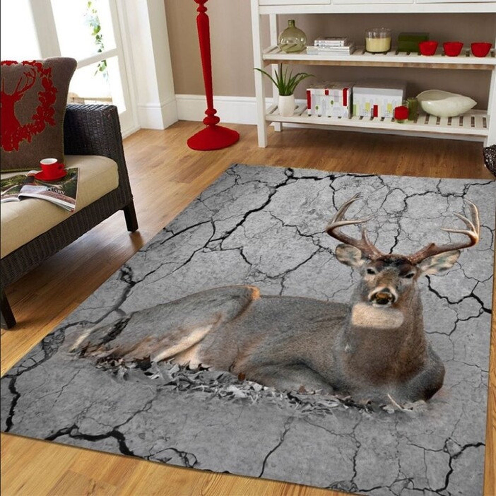 Deer Hunting Rug Forest room decor Deer rug Woodland rug Etsy