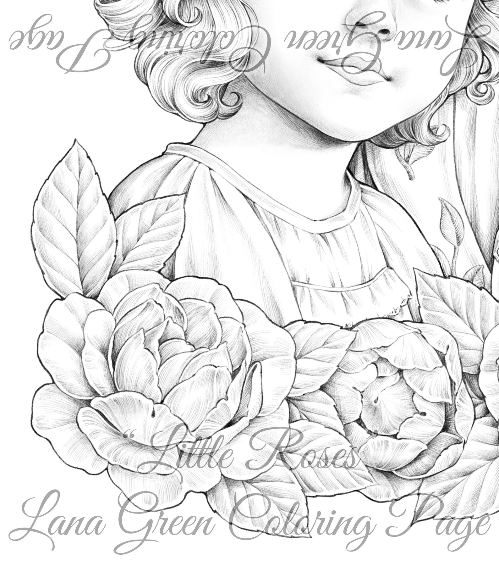 Little Roses Coloring Page for Adults Grayscale Coloring - Etsy