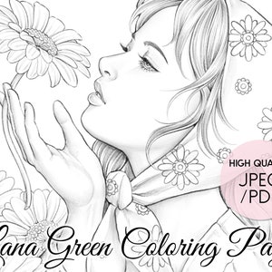 Gerbera • Coloring Page for Adults • Grayscale Coloring Page  • Instant Download • Lana Green Art • JPEG, PDF