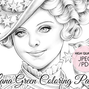 Stargazer • Coloring Page for Adults • Grayscale Coloring Page  • Instant Download • Lana Green Art • JPEG, PDF