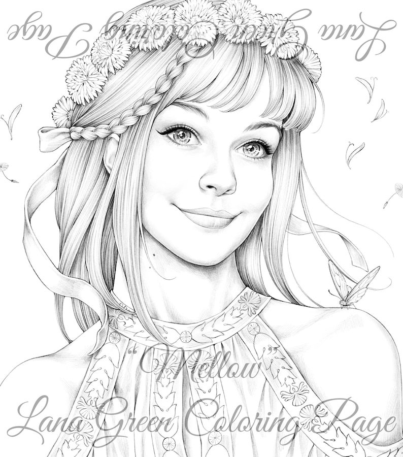 Mellow Coloring Page for Adults Grayscale Coloring Page - Etsy Australia