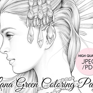 Crystal • Coloring Page for Adults • Grayscale Coloring Page  • Instant Download • Lana Green Art • JPEG, PDF