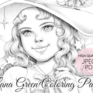 Wicked • Halloween Coloring Page for Adults • Grayscale Coloring Page  • Instant Download • Lana Green Art • JPEG, PDF