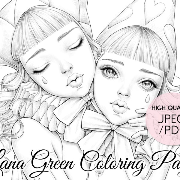 Shape of My Heart • Coloring Page for Adults • Grayscale Coloring Page  • Instant Download • Lana Green Art • JPEG, PDF