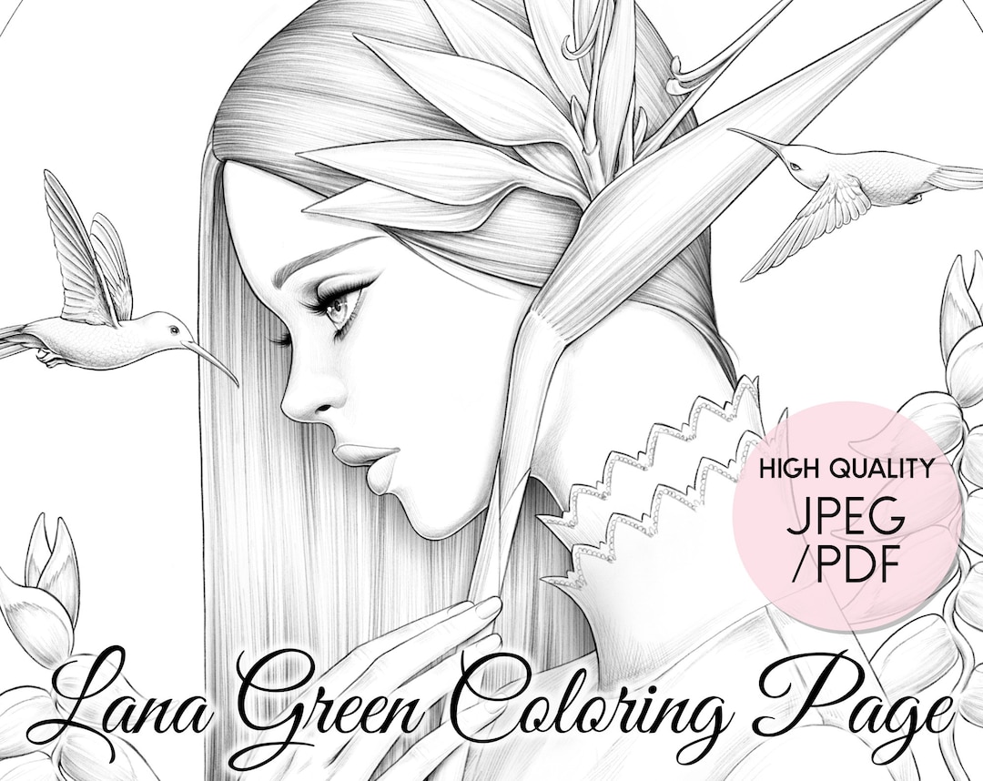 Song From Paradise Coloring Page for Adults Grayscale Coloring Page