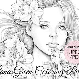 Azalea • Coloring Page for Adults • Grayscale Coloring Page  • Instant Download • Lana Green Art • JPEG, PDF