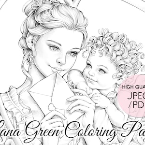 Carta de amor • Página para colorear de San Valentín para adultos • Página para colorear en escala de grises • Descarga instantánea • Arte de Lana Green • JPEG, PDF