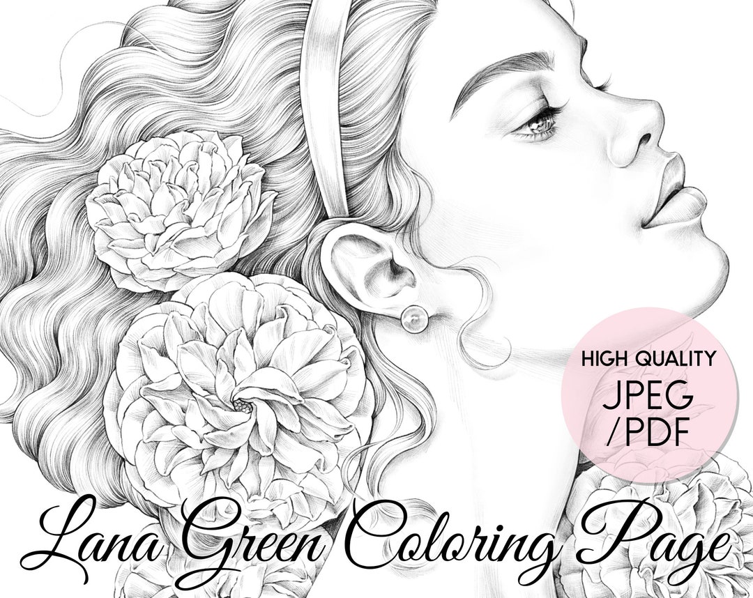 Damask Rose Coloring Page for Adults Grayscale Coloring Page Instant