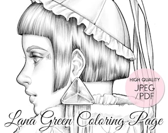 Rhea • Coloring Page for Adults • Grayscale Coloring Page  • Instant Download • Lana Green Art • JPEG, PDF