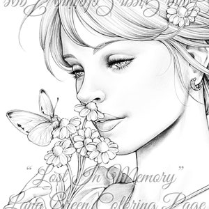 Lost in Memory Coloring Page for Adults Grayscale Coloring Page Instant ...