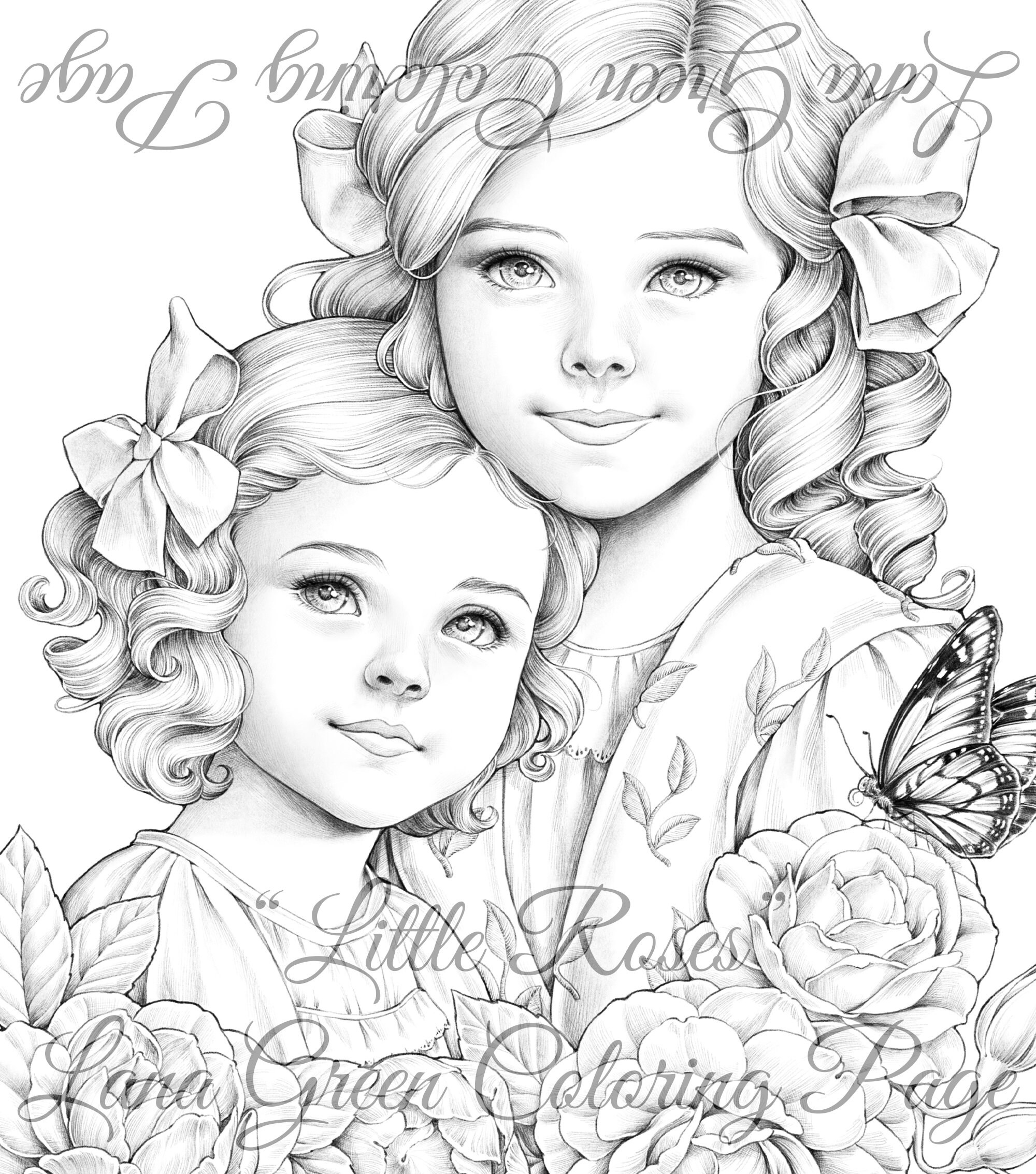 Little Roses Coloring Page for Adults Grayscale Coloring - Etsy