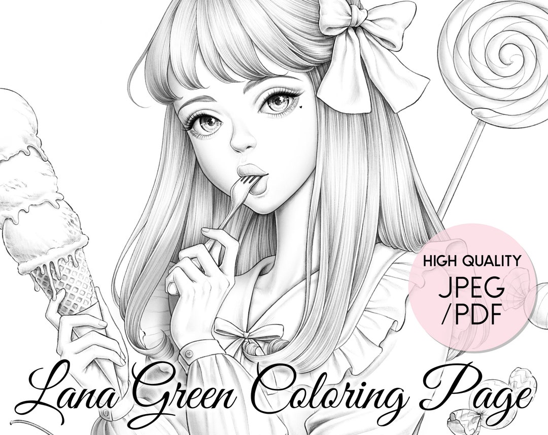 Sweet Tooth Coloring Page for Adults Grayscale Coloring Page Instant