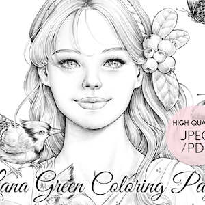 Blue • Coloring Page for Adults • Grayscale Coloring Page  • Instant Download • Lana Green Art • JPEG, PDF