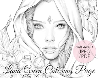 Desert Flower • Coloring Page for Adults • Grayscale Coloring Page  • Instant Download • Lana Green Art • JPEG, PDF