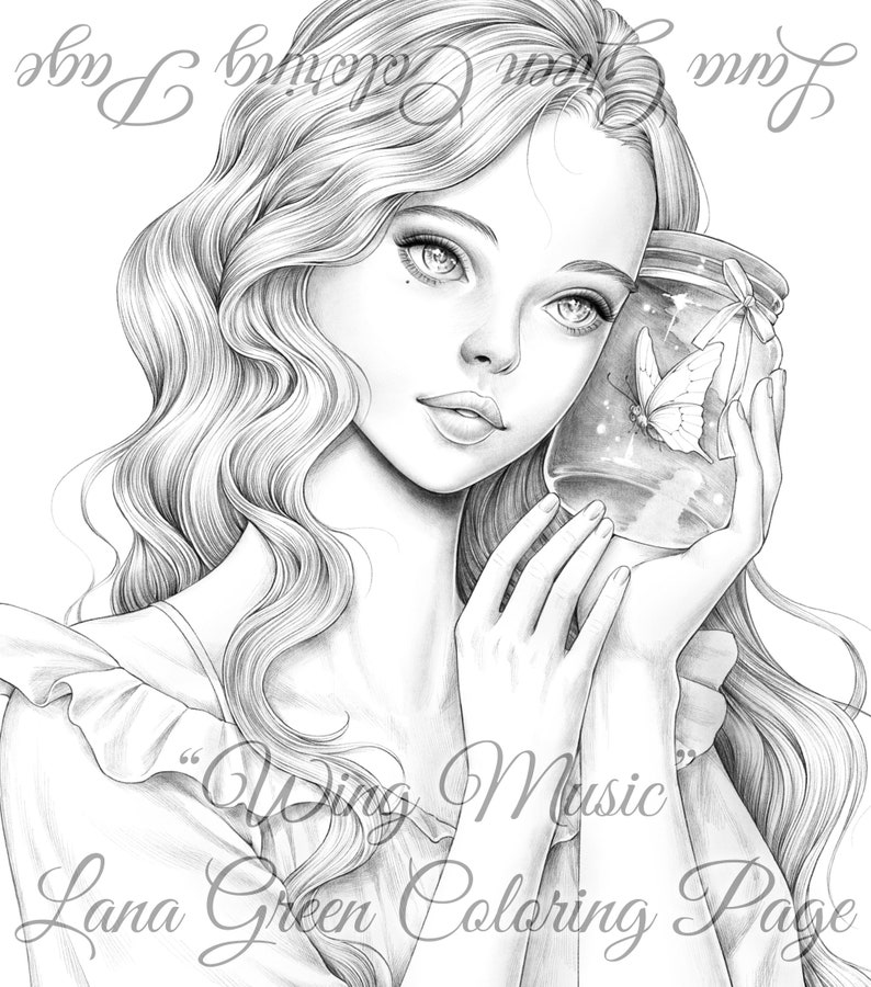 Wing Music Coloring Page for Adults Grayscale Coloring - Etsy