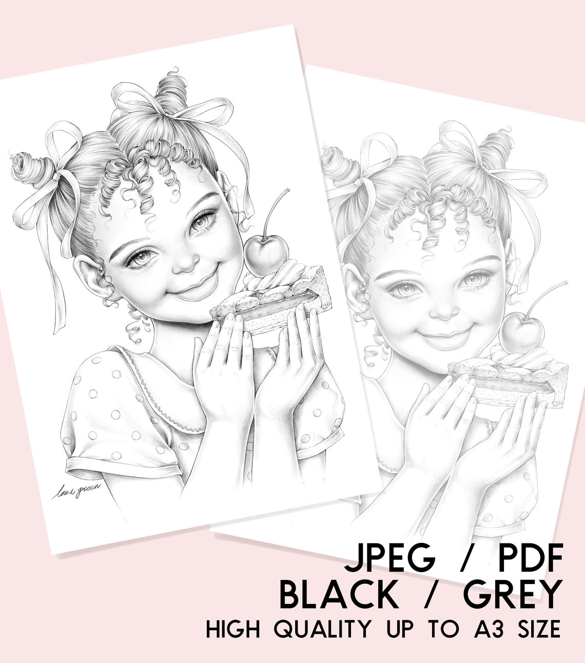 Cutie Pie Coloring Page for Adults Grayscale Coloring Page - Etsy
