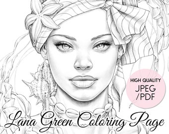 Marina • Coloring Page for Adults • Grayscale Coloring Page  • Instant Download • Lana Green Art • JPEG, PDF