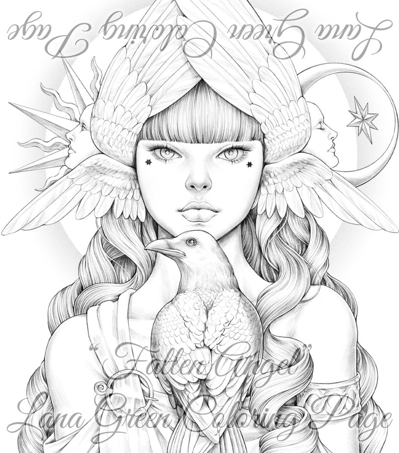 Fallen Angel Coloring Page for Adults Grayscale Coloring - Etsy