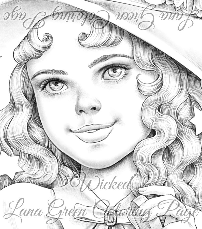 Wicked Halloween Coloring Page for Adults Grayscale - Etsy UK