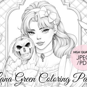 SnowWhite • Coloring Page for Adults • Grayscale Coloring Page  • Instant Download • Lana Green Art • JPEG, PDF