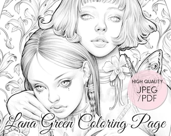 Shadow • Coloring Page for Adults • Grayscale Coloring Page  • Instant Download • Lana Green Art • JPEG, PDF
