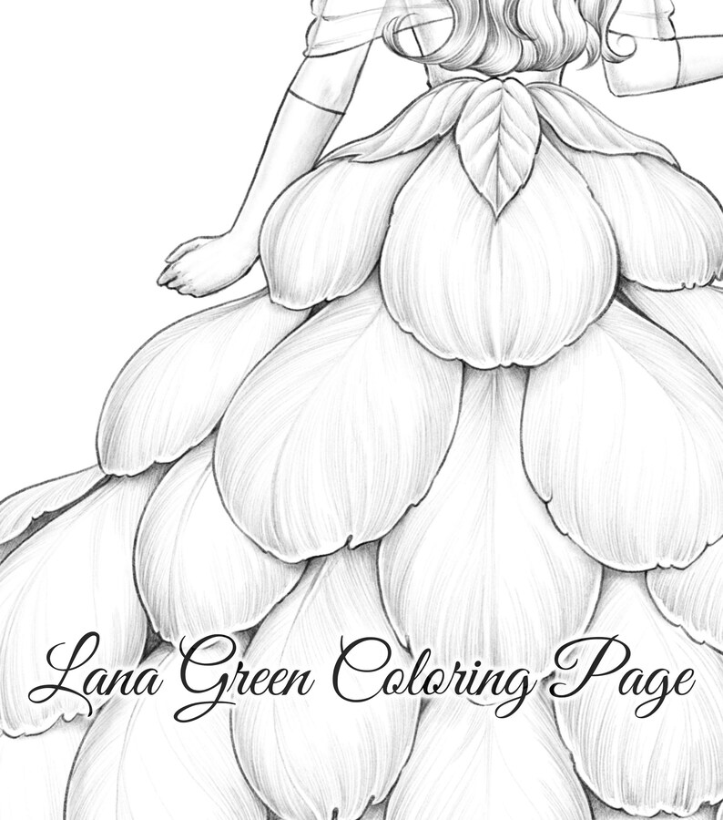 Petal Dress A4 Coloring Page Coloring Page for Adult Etsy Hong Kong