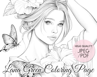 Irresistible • Coloring Page for Adults • Grayscale Coloring Page  • Instant Download • Lana Green Art • JPEG, PDF