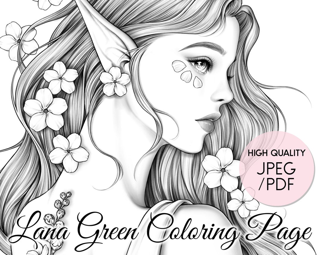 Forget Me Not Coloring Page for Adults Grayscale Coloring Page Instant