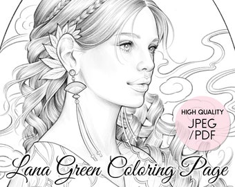 Spring Glory • Kleurplaat voor volwassenen • Kleurplaat in grijstinten • Direct downloaden • Lana Green Art • JPEG, PDF