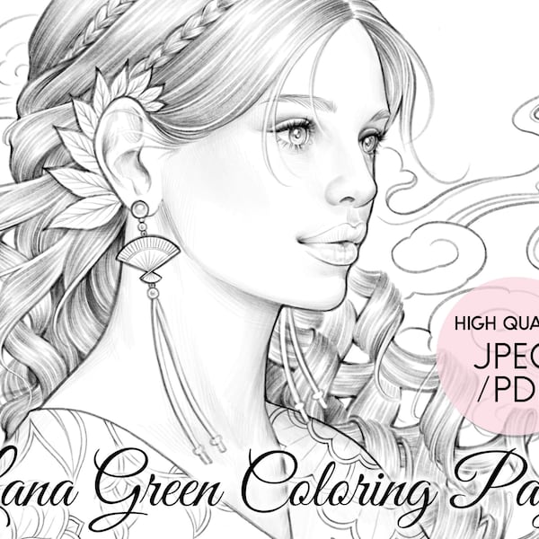 Spring Glory • Coloring Page for Adults • Grayscale Coloring Page  • Instant Download • Lana Green Art • JPEG, PDF