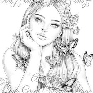 Attraction Coloring Page for Adults Grayscale Coloring Page Instant ...