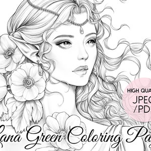 Anemone • Coloring Page for Adults • Grayscale Coloring Page  • Instant Download • Lana Green Art • JPEG, PDF