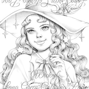 Wicked Halloween Coloring Page for Adults Grayscale Coloring Page ...